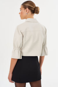 Carolina Ruffle Sleeve Jacket in Winter White