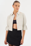 Carolina Ruffle Sleeve Jacket in Winter White