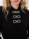 Willa Embellished Bow Top in Black