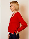 V-Neck Cardigan in Postbox Combo