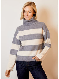 Color Block Turtleneck in Monument Combo