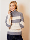 Color Block Turtleneck in Monument Combo