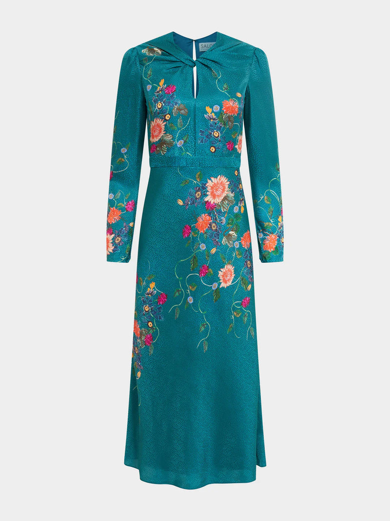 Claudia Midi Dress in Peacock Flori