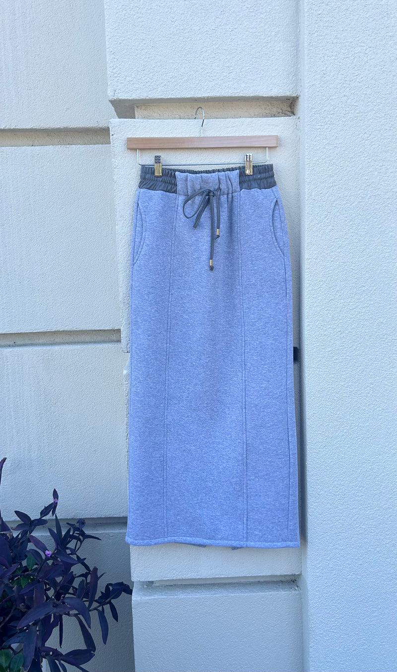 Athletic Drawstring Midi Skirt in Grigio *FINAL SALE*