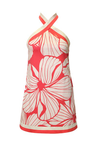 Baker Mini Dress in Color Block Print Plumeria