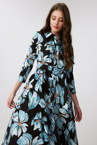 Blaine Midi Dress in Opera Floral Black