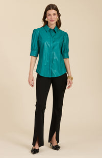 Alice Vegan Leather Shirt in Deep Deep Lake