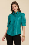 Alice Vegan Leather Shirt in Deep Deep Lake