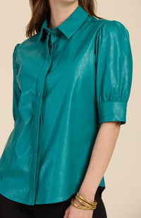 Alice Vegan Leather Shirt in Deep Deep Lake