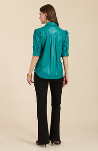 Alice Vegan Leather Shirt in Deep Deep Lake