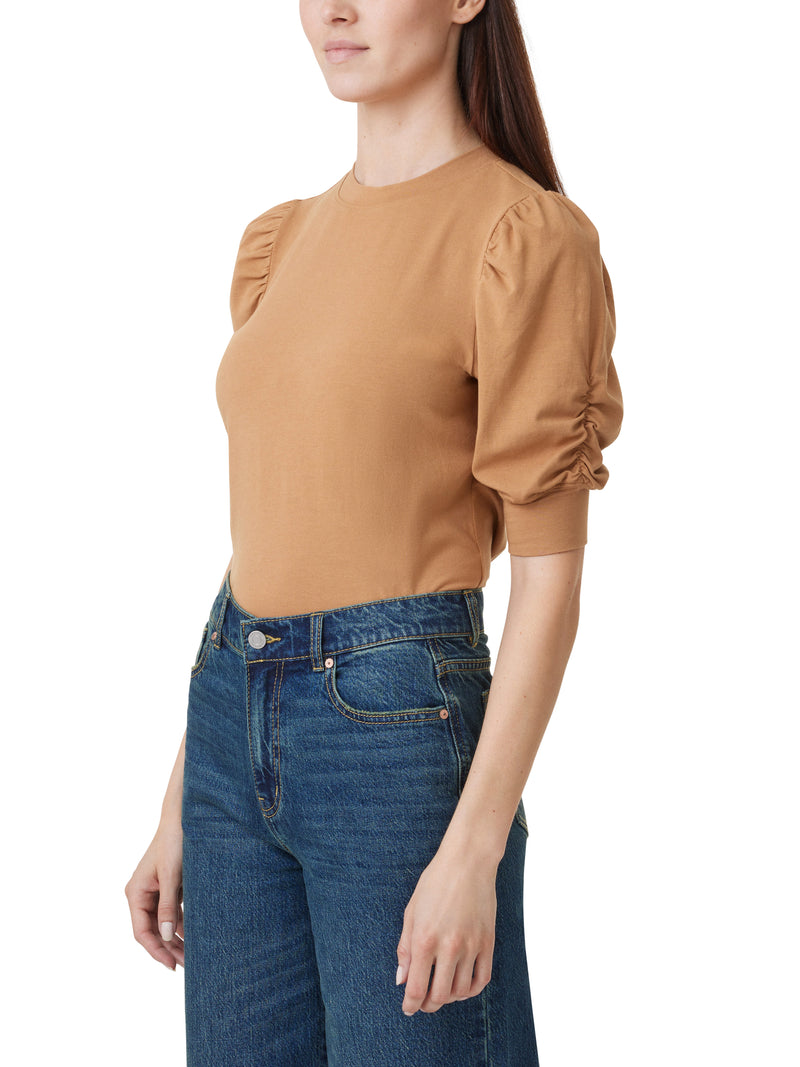 Gathered Sleeve Tee in Tobacco