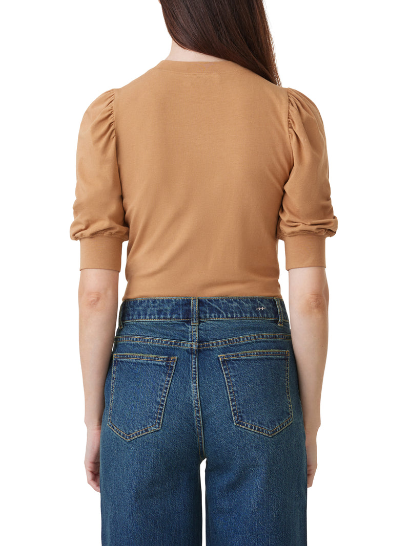 Gathered Sleeve Tee in Tobacco