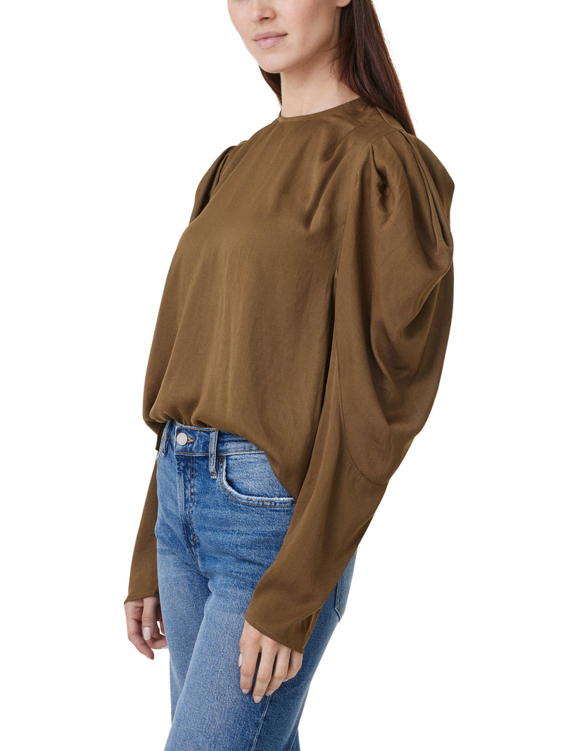 Draped Long Sleeve Top in Moss *FINAL SALE*