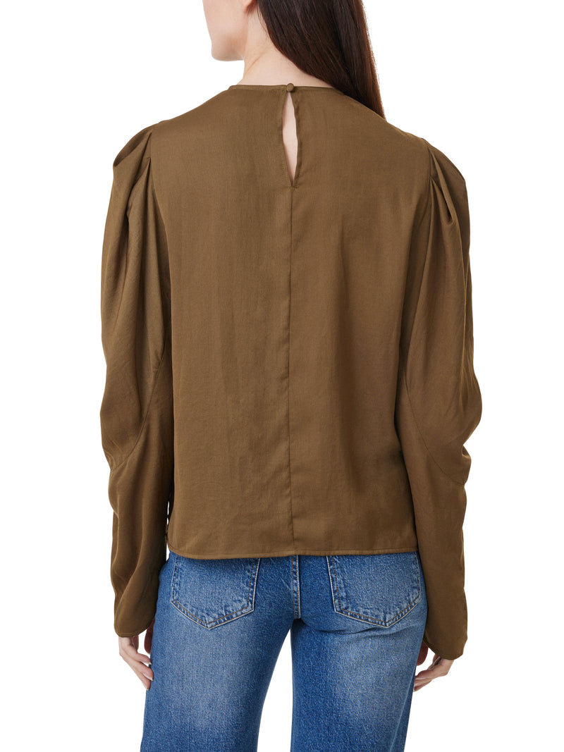 Draped Long Sleeve Top in Moss *FINAL SALE*