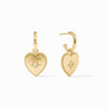 Heart Hoop and Charm Earrings in Gold