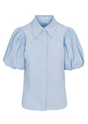 Puff Sleeve Button Down Shirt in French Blue