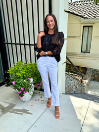 Floral Organza Top in Black