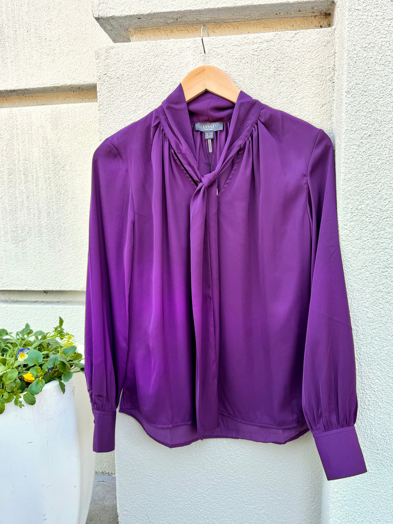 Janis Tie Neck Top in Plum