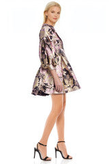 Belle Floral Brocade Belted Mini Dress in Pink/Gold *FINAL SALE*