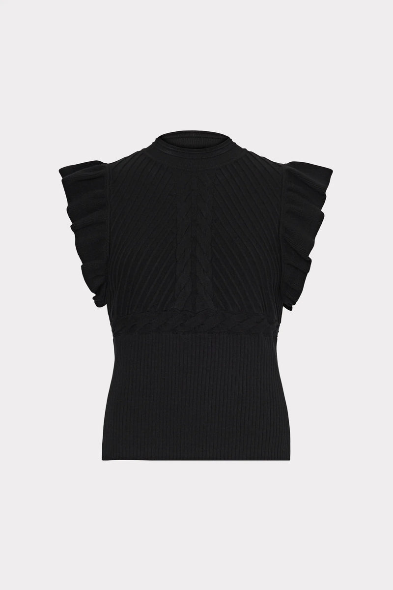 Kamila Flutter Sleeve Top in Black