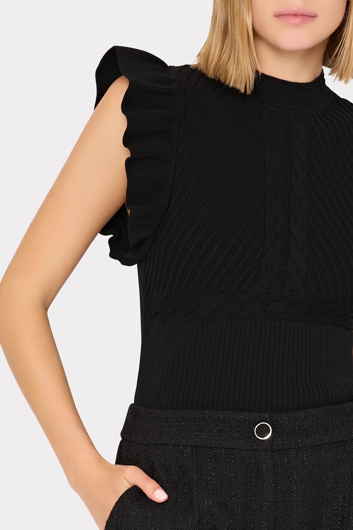 Kamila Flutter Sleeve Top in Black