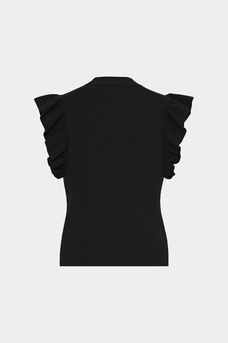 Kamila Flutter Sleeve Top in Black