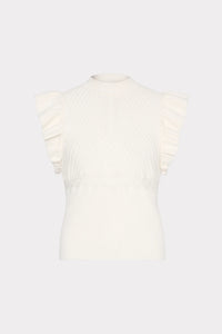 Kamila Flutter Sleeve Top in Ecru