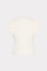 Kamila Flutter Sleeve Top in Ecru