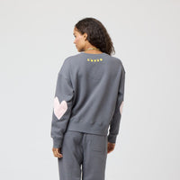 Boyfriend Imperfect Heart Sweatshirt in Faded Carbon