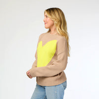 Benton Sweater in Taupe/Citron