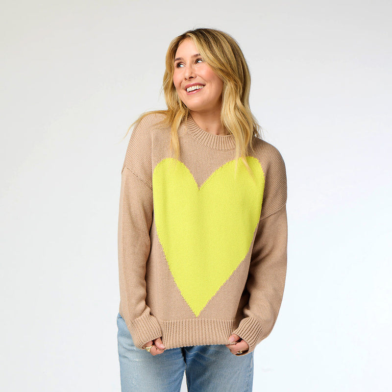 Benton Sweater in Taupe/Citron