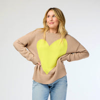 Benton Sweater in Taupe/Citron