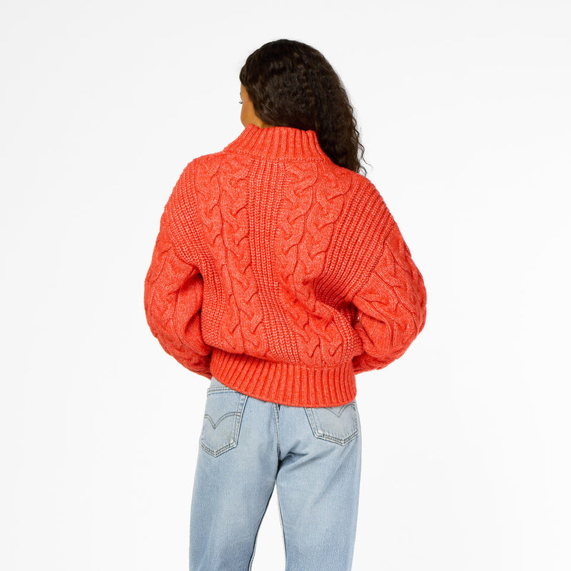 Troy Cable Sweater in Mars Orange