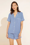 Gisele Relaxed Short PJ Set in Blue/Ivory