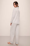 Gisele Modal Long PJ Set in Petite Batik Ivory/Denim Blue