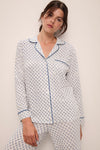 Gisele Modal Long PJ Set in Petite Batik Ivory/Denim Blue