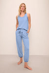 Aloe Infused Tee and Pant Pajama Set in Blue