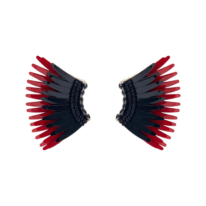 Mini Madeline Earrings in Black/Crimson