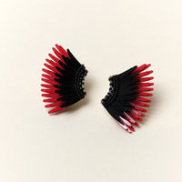 Mini Madeline Earrings in Black/Crimson