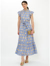 Oliphant Ruffle Collar Maxi in Mughal Blue