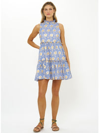 Ruffle Tiered Mini Dress in Mughal Blue