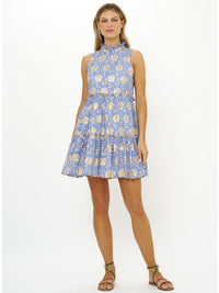 Ruffle Tiered Mini Dress in Mughal Blue