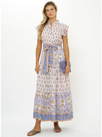 Ruffle Collar Maxi in Napa Blue