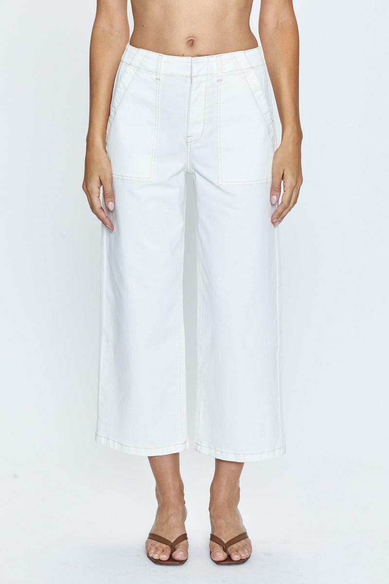 Sophia Wide Leg Utility Ankle Pant in Le Blanc