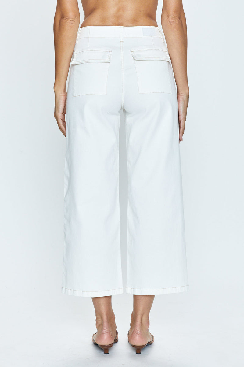 Sophia Wide Leg Utility Ankle Pant in Le Blanc