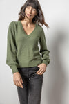 Full Sleeve V-Neck Sweater in Wintergreen