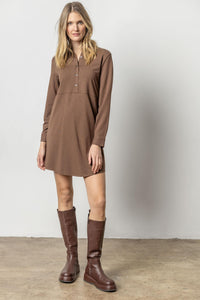 Long Sleeve Shirt Dress in Java *FINAL SALE*