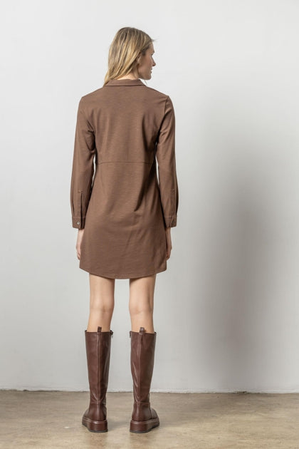 Long Sleeve Shirt Dress in Java *FINAL SALE*