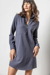 Long Sleeved Shirt Dress in Blue