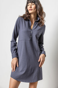 Long Sleeved Shirt Dress in Blue